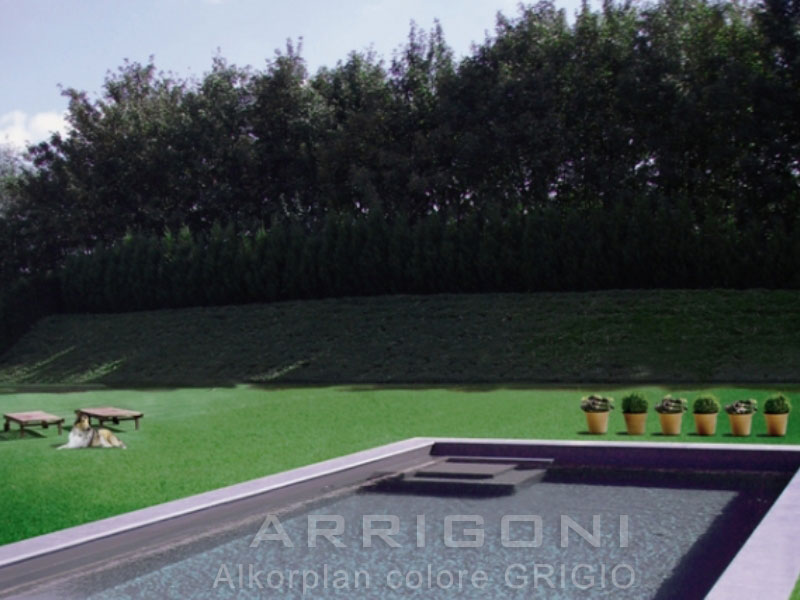 Piscina con membrana colore grigio